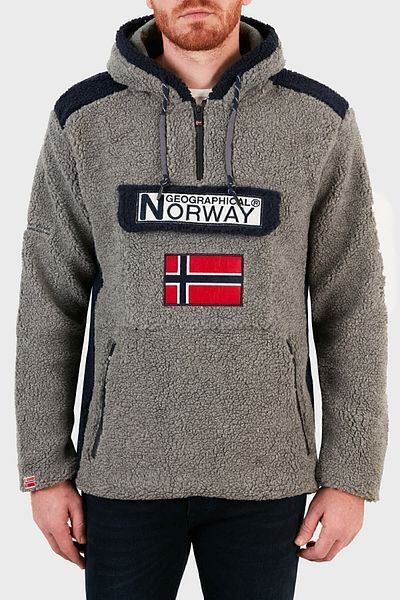 Norway Geographical Ανδρικό φούτερ Fleece εξωτερικού χώρου με κουκούλα και μισό φερμουάρ