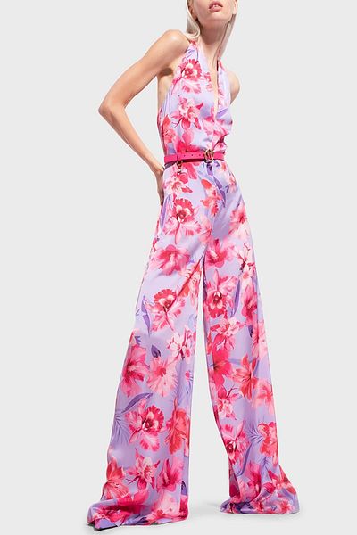 PİNKO Floral Patterned Halter Neck Wide Leg Jumpsuit Jumpsuit 100761 A0m8 Ynb