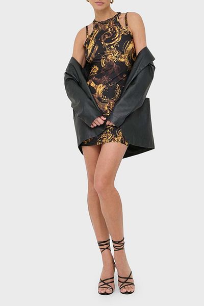 VERSACE JEANS COUTURE فستان قصير منقوش Bodycon فستان 76HAO944 JS292 G89