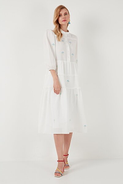 Lela Rochie midi cu maneci trei sferturi, cu ajustare regulata - ROCHIE 611EL0882