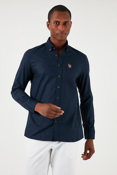 U.S. Polo Assn. Мъжка риза с лого на US Polo, яка с копчета, 100% памук, стандартна кройка G081sz0041829891