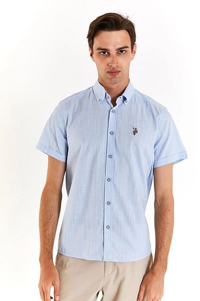 U.S. Polo Assn. ΒΑΣΗ. Ανδρικό πουκάμισο Polo - Βαμβακερό, κανονική εφαρμογή, κοντό μανίκι G081GL 0041829502