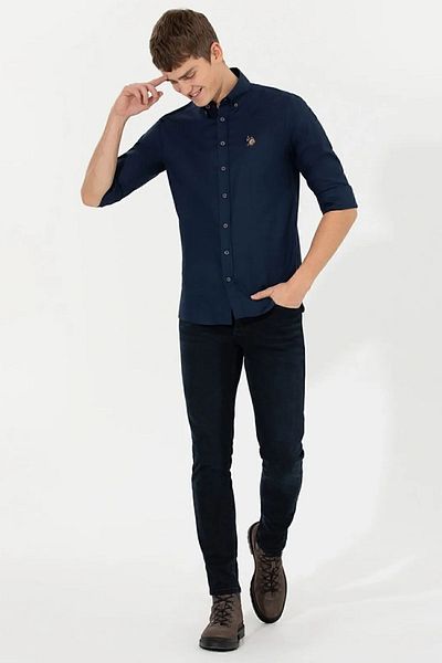 U.S. Polo Assn. Мъжка тениска с яка от 100% памук с лого на US Polo, мъжка риза G081SZ0041826727