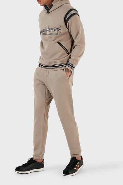 Emporio Armani 100% Cotton Drawstring Elastic Cuff Regular Fit Jogger Sports Pants Men'S TROUSERS 6R1PU
