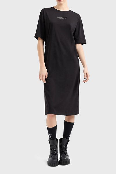Armani Exchange Βαμβακερό μίντι φόρεμα - Σχιστό, κανονική εφαρμογή DRESS 8NYACF YJG3Z 52AK
