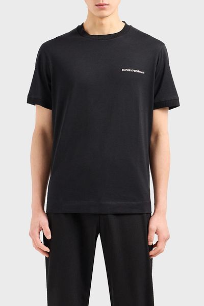 Emporio Armani Βαμβακερό μπλουζάκι με κανονική εφαρμογή ανδρικό μπλουζάκι με λαιμόκοψη 3D1TN3 1JOCZ 0033