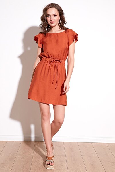 Lela Pamuklu Belden Bağlama Detaylı Mini Elbise Kadın Elbise 6052101