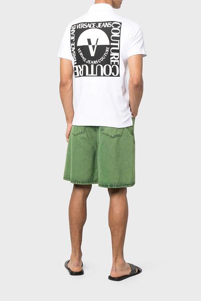 VERSACE JEANS COUTURE Βαμβακερό μπλουζάκι με γιακά πόλο με κουμπιά Ανδρικό μπλουζάκι με γιακά πόλο 74GAGT15 CJ02O 003