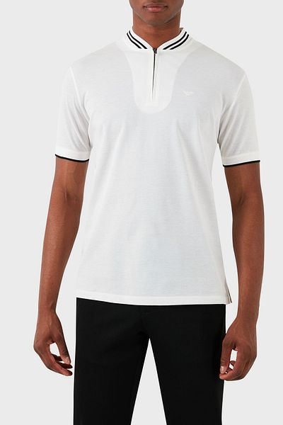 Emporio Armani 100% βαμβακερό μπλουζάκι με φερμουάρ με κανονική εφαρμογή Ανδρικό μπλουζάκι με λαιμόκοψη POLO 3D1FM7 1J