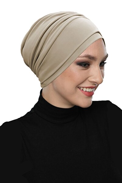 fidan bone Διπλής στρώσης με επένδυση μπεζ έτοιμο τουρμπάνι Hijab Εξωτερικό και Καπάκι πισίνας
