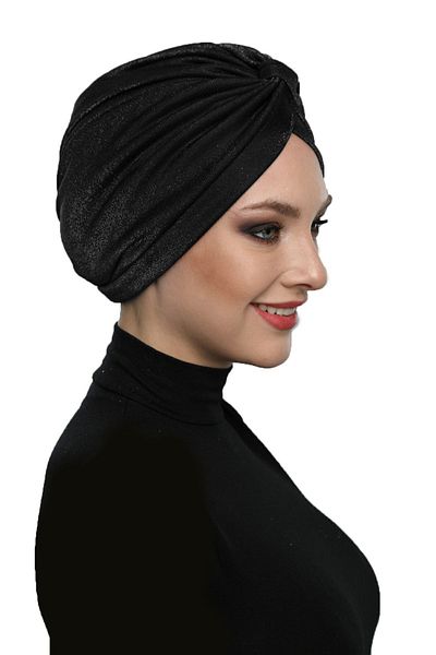 fidan bone Glitter Pique Cross Banded Lined Black Ready Made Hijab Bone Evening Dress