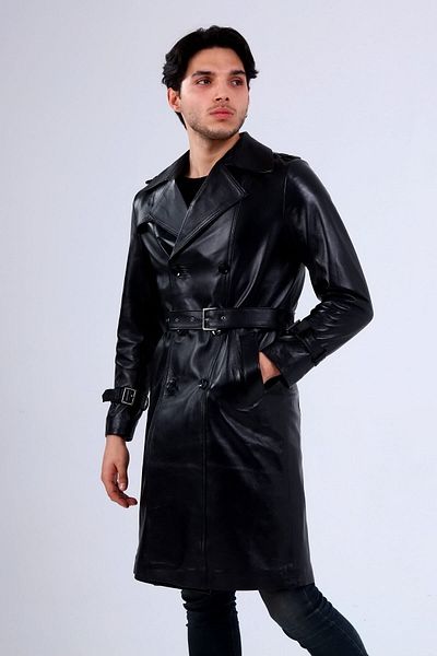 CE-YIL DERİ ÜRÜNLERİ Men's Genuine Leather Trench Coat