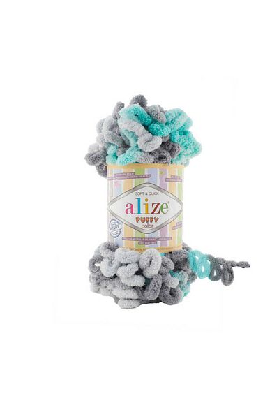 Alize Puffy Color 6076 - Mint Grey 5 Τεμάχια Λευκό Ύφασμα