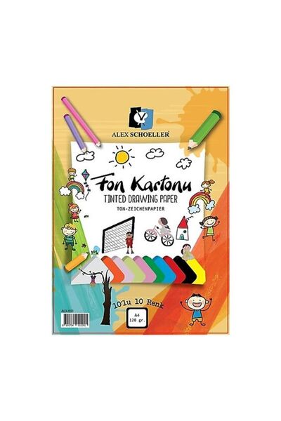 Alex Schoeller Kolej Alx-0091 Kolej Fon Kartonu A4 10'lu Karışık Renkli Fon Kartonu