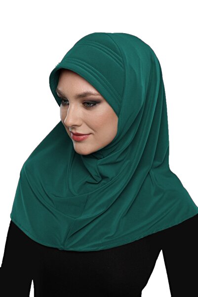 fidan bone Tacmatic Stone Χειροποίητο Κεντημένο με Χάντρες Πράσινο Έτοιμο Κάλυμμα Προσευχής Hijab Bonnet