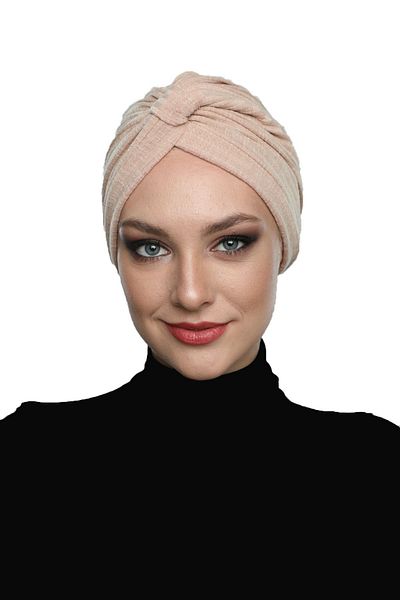 fidan bone Cotton Banded Cross Lined Open Cub Ready Turban Hijab Pool Cap