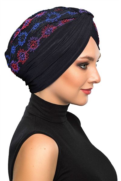 fidan bone Authentic Embroidery Motif Lined Ready Made Hijab Bonnet