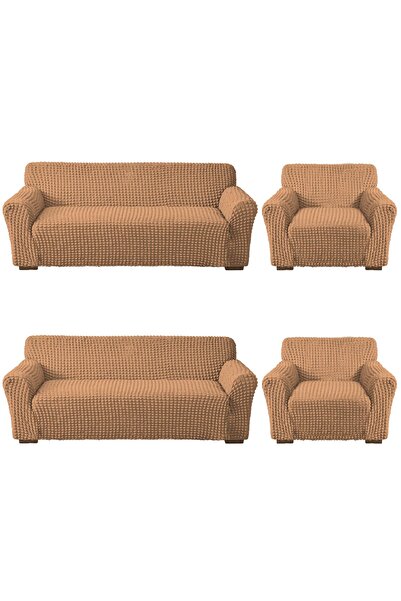 elgeyar Stretch Cotton Wrapped Sofa - Sofa Bed Cover, Neck Wrap, 3+3+1+1