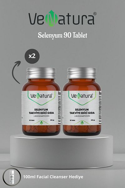VeNatura Selenium Food Supplement - 90 Tablets 2 Pcs + Facial Cleanser 100ml Gift Set