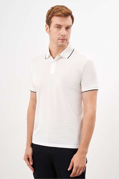 Morven Ανδρικό T-Shirt Ecru Trend Polo Neck Dynamic Fit