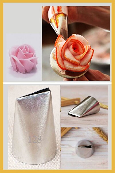 ENJOYPEPERON Stainless Steel Cream Piping Bag Tip (Whipping Bag Tip, Rose Cap...