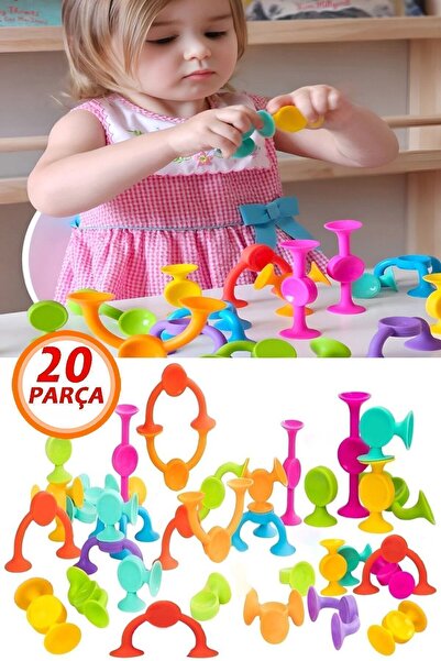 Bundera 20 Parça Vantuzlu Vakum Molekül Yapı Silikon Taşları Popit Eğitici Oyuncak Squigz Puzzle Yapboz