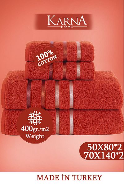 Karna Home Bale 4 részes fürdőlepedő készlet piros