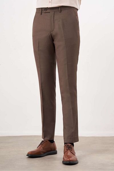 Morven Ανδρικό κλασικό παντελόνι Slim Fit - ΚΑΦΕ, Polyviscon Basic, ίσιο σχέδιο