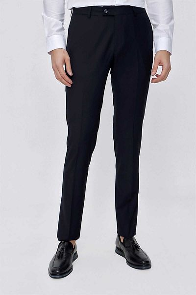 Morven Men's Navy Blue Basic Liparis Slim Fit Classic Trousers