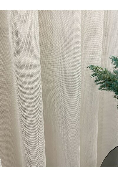 Brillant Honeycomb Textured Armor - Transparent Glitter 1/3 Sik Pleat - Ecru Tulle Curtain