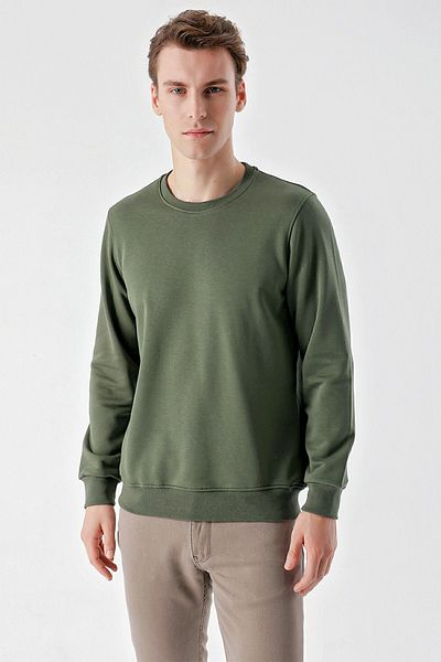 Morven Ανδρικό φούτερ Green Basic Crew Neck