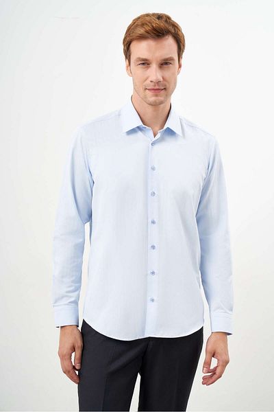Morven Cămașă pentru bărbați A. BLUE, cu model simplu, cu guler rigid