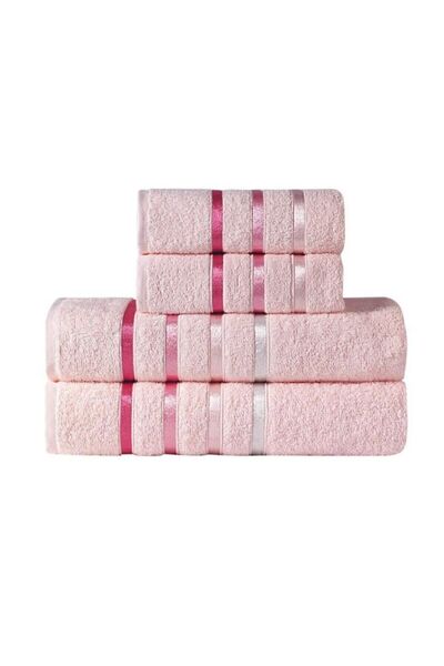 Karna Home Bale 4-Piece Bath Towel Set Light Pink