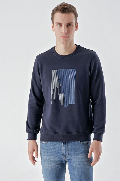 Morven Ανδρικό μπλουζάκι με λαιμόκοψη Navy Blue Trend