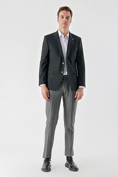 Morven Men's Black Wool Dynamic Fit Blazer Jacket