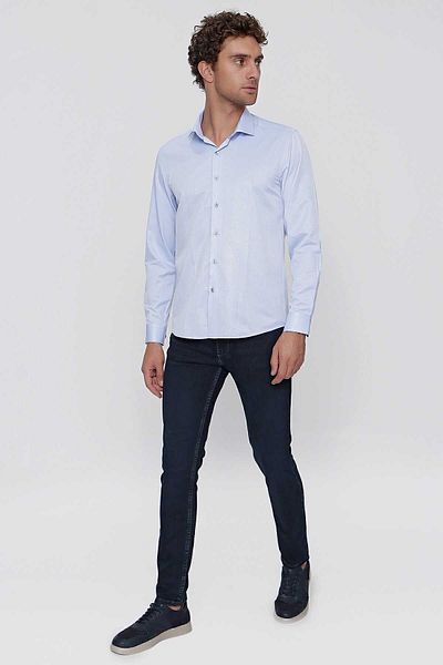 Morven Cămașă slim fit cu model A. Blue Jacquard pentru bărbați