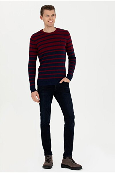 U.S. Polo Assn. U.s Polo Sıfır Yaka Bordo Erkek Kazak Kolon