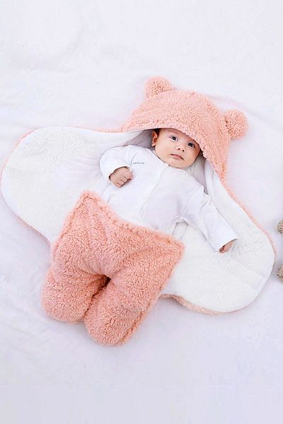 Bundera Newborn 0-6 Months Baby Outer Swaddle Sleeping Bag Wellsoft Plush Hooded Wrap Blanket