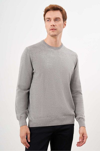 Morven Ανδρικό γκρι Basic Crew Neck Dynamic Fit Άνετο πλεκτό