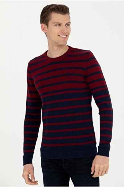 U.S. Polo Assn. U.s Polo Sıfır Yaka Bordo Erkek Kazak Kolon