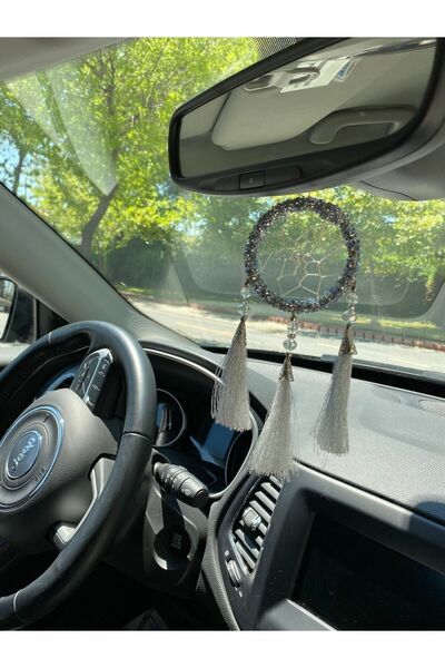 EL YAPIMI Gümüş Taşlı Araba Dikiz Aynası Süsü Dekorasyon Hediyelik 07