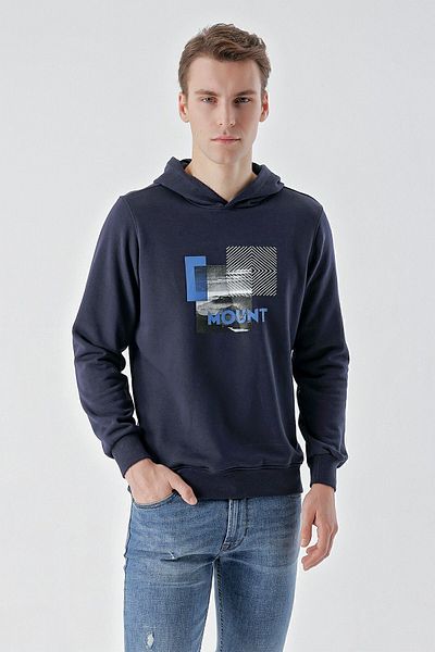 Morven Ανδρικό φούτερ με κουκούλα Navy Blue Trend