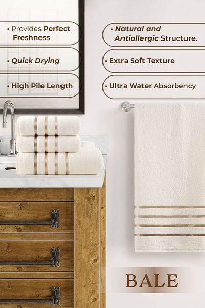 Karna Home Σετ Πετσέτες Μπάνιου 4 Τεμάχια Κρέμα Μπαλέτου