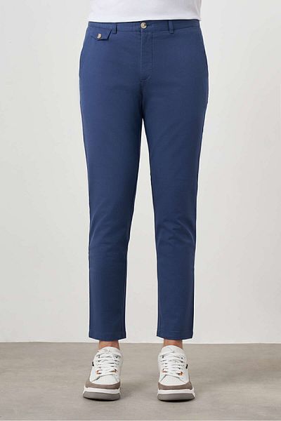 Morven Men's Marine Casantin Cotton Side Pocket Chino Sports Trousers