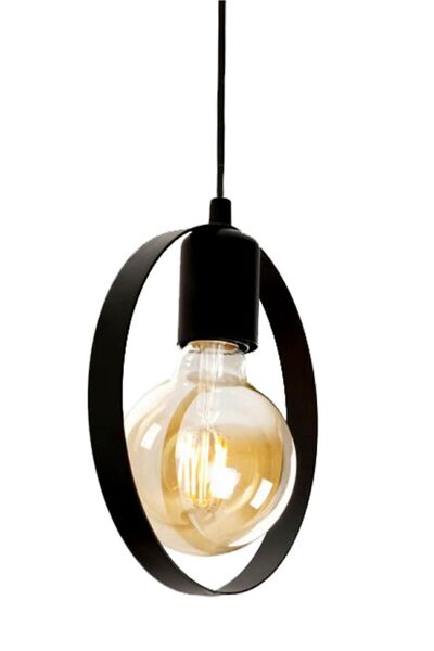 Bundera Halka Tekli Siyah Avize Modern Sarkıt Yuvarlak Avize Ferforje