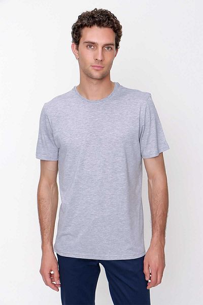 Morven Men's Gray Basic Plain 100% Cotton Crew Neck Slim Fit Slim Fit Short Sleeve T-Shirt