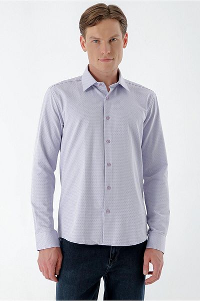 Morven Men's Lilac Dobby Dobby Export Slim Fit Shirt