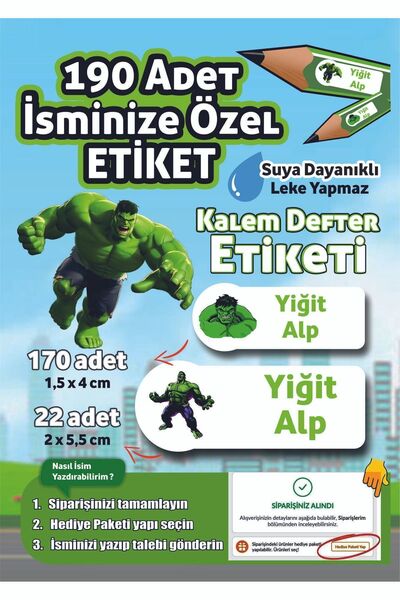 Joyygift Hulk, Yenilmezler, Avengers, Yeşil Dev İsim Yazılabilen Kalem Defter...