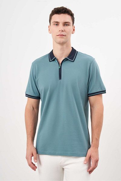 Morven Ανδρικό μπλουζάκι με πράσινο γιακά Polo Dynamic Fit