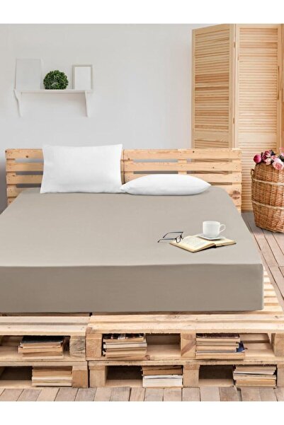 Karna Home Ranforce Διπλό Εφαρμοσμένο Σεντόνι 160x200 εκ. Καφές με Γάλα